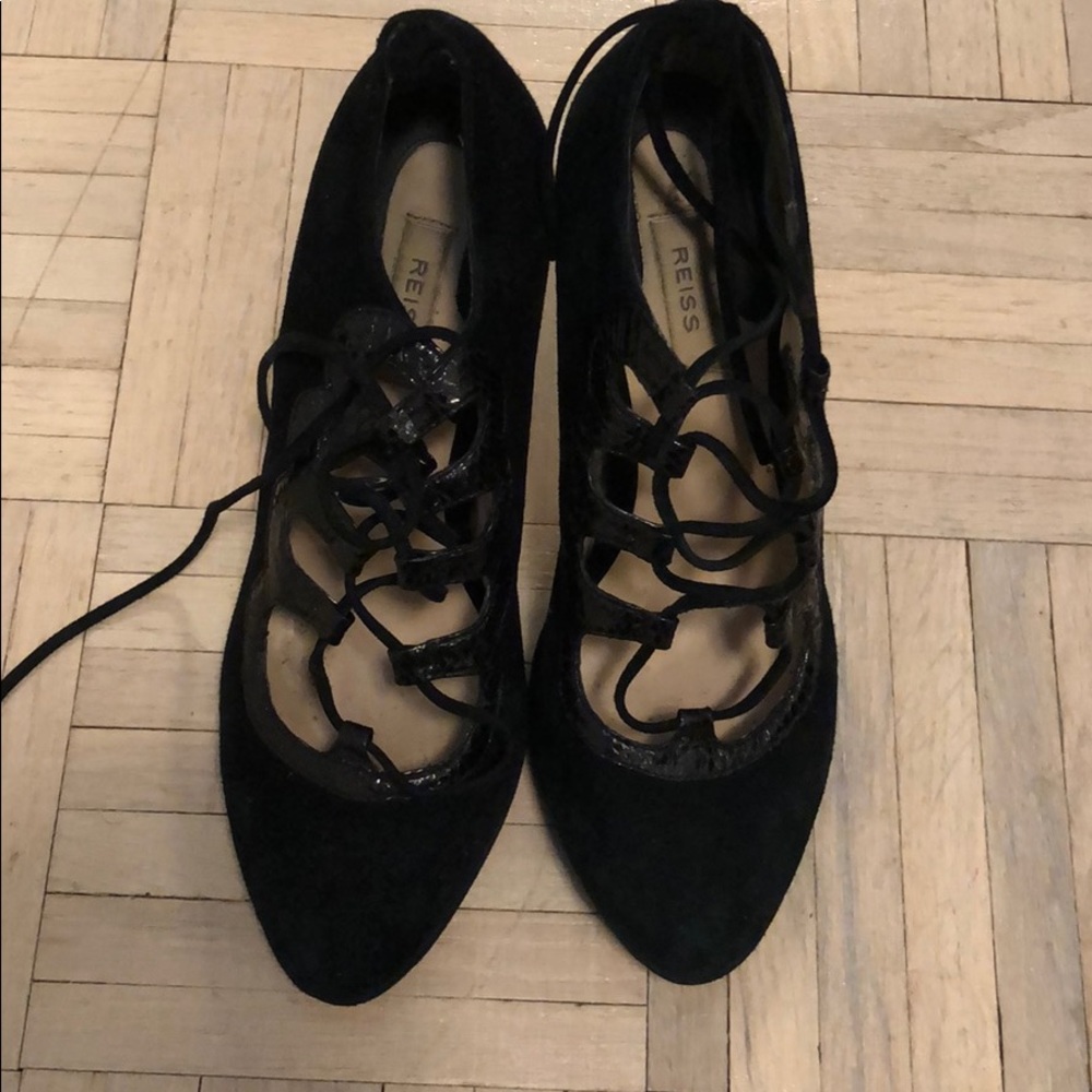 Lace up suede Reiss heels